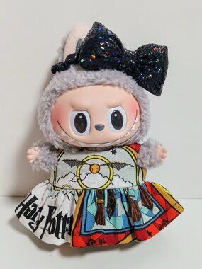 Custom Harry Potter Golden Snitch Dress and Snake Print Bow Made to Fit Labubu